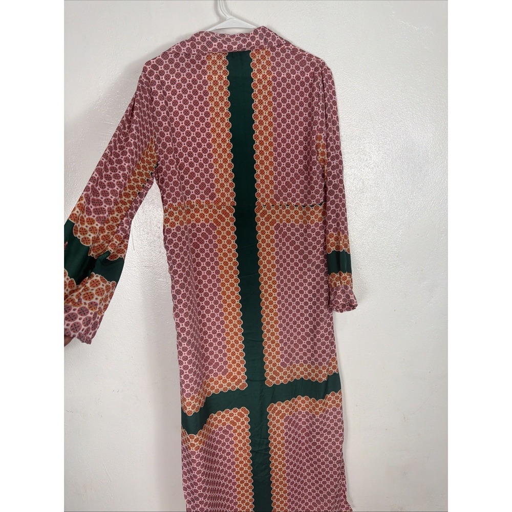 Gold & Silver Paris Long Sleeve Multicolored Geometric Print TunicMaxi Dress Sz1 - Picture 6 of 9
